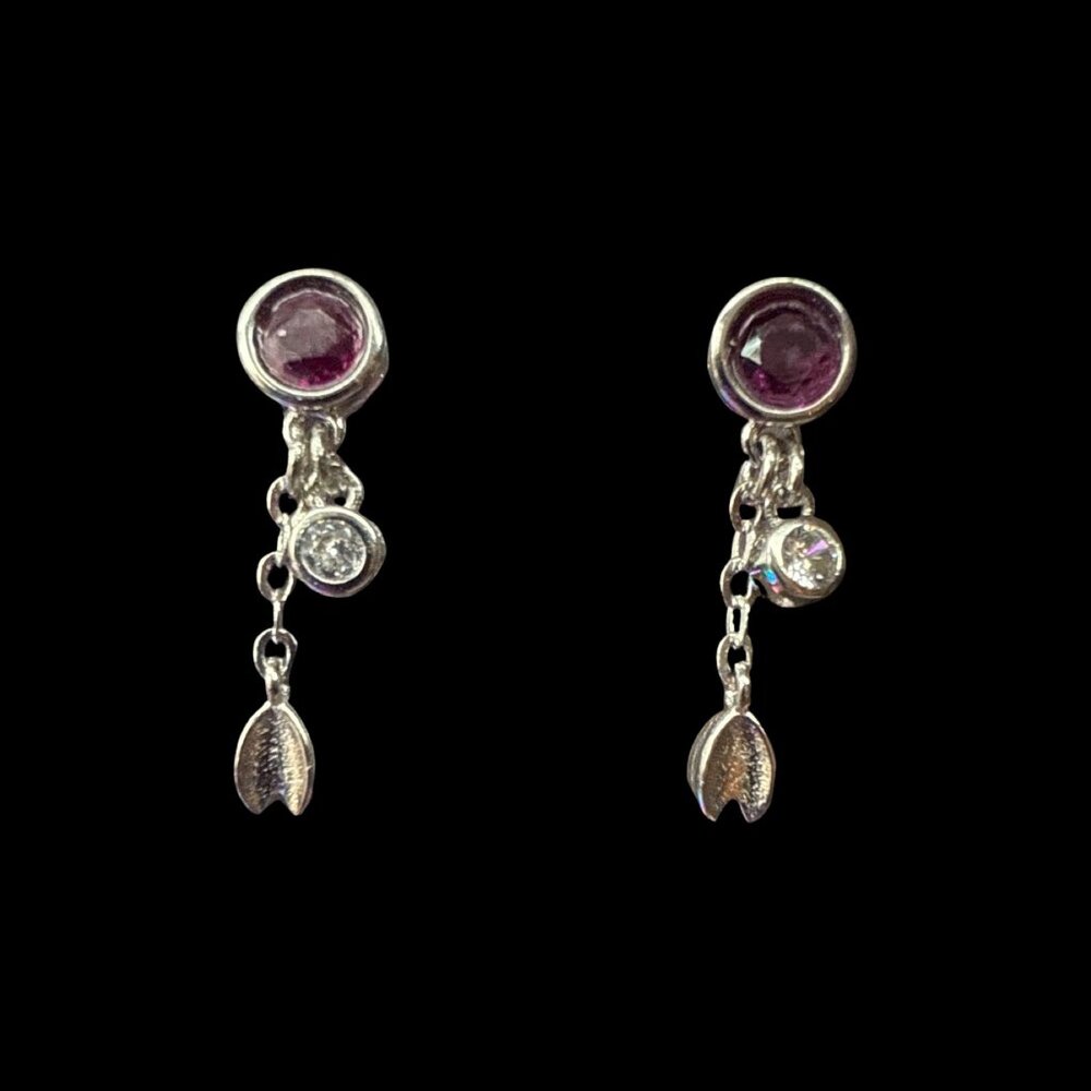 Earrings Ruby Gemstone Feather Dangle Trendy Jewe… - image 2